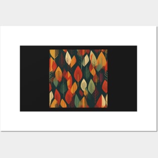 Flat Fall Foliage Seamless Floral Pattern Posters and Art